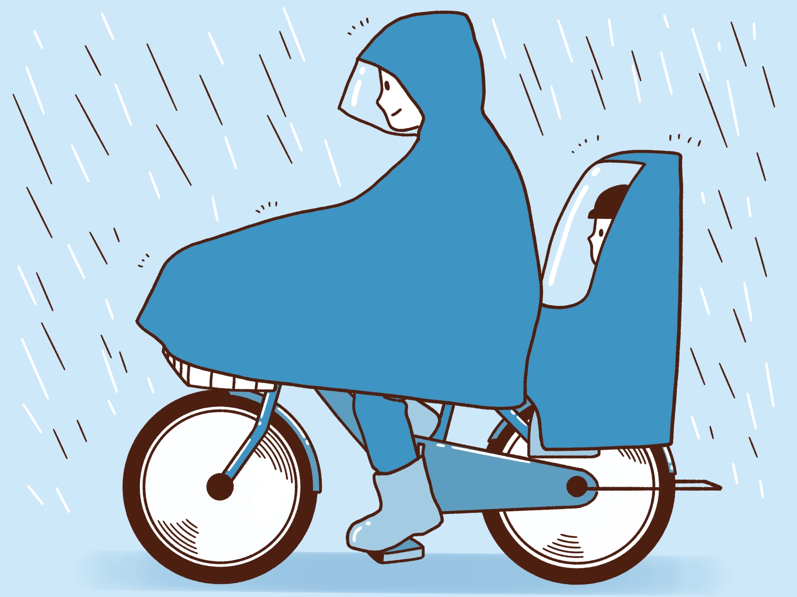 自転車で保育園の送迎を雨の日にする